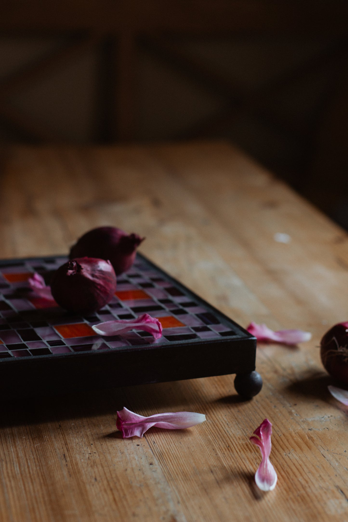 Quadratischer Untersetzer mit Glasmosaik *Squares Amethyst*