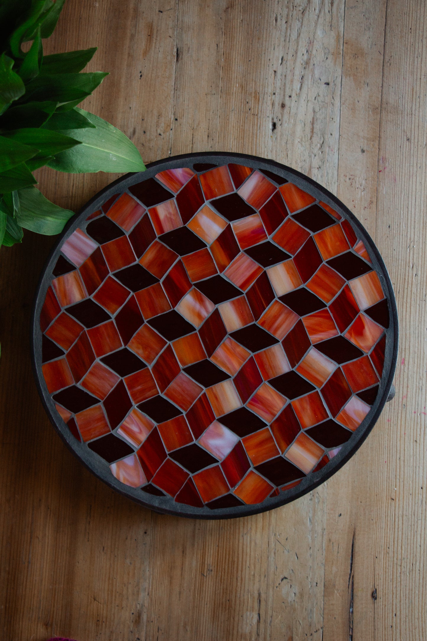 **AKTION** Runder Untersetzer mit Glasmosaik rot-orange *groß*