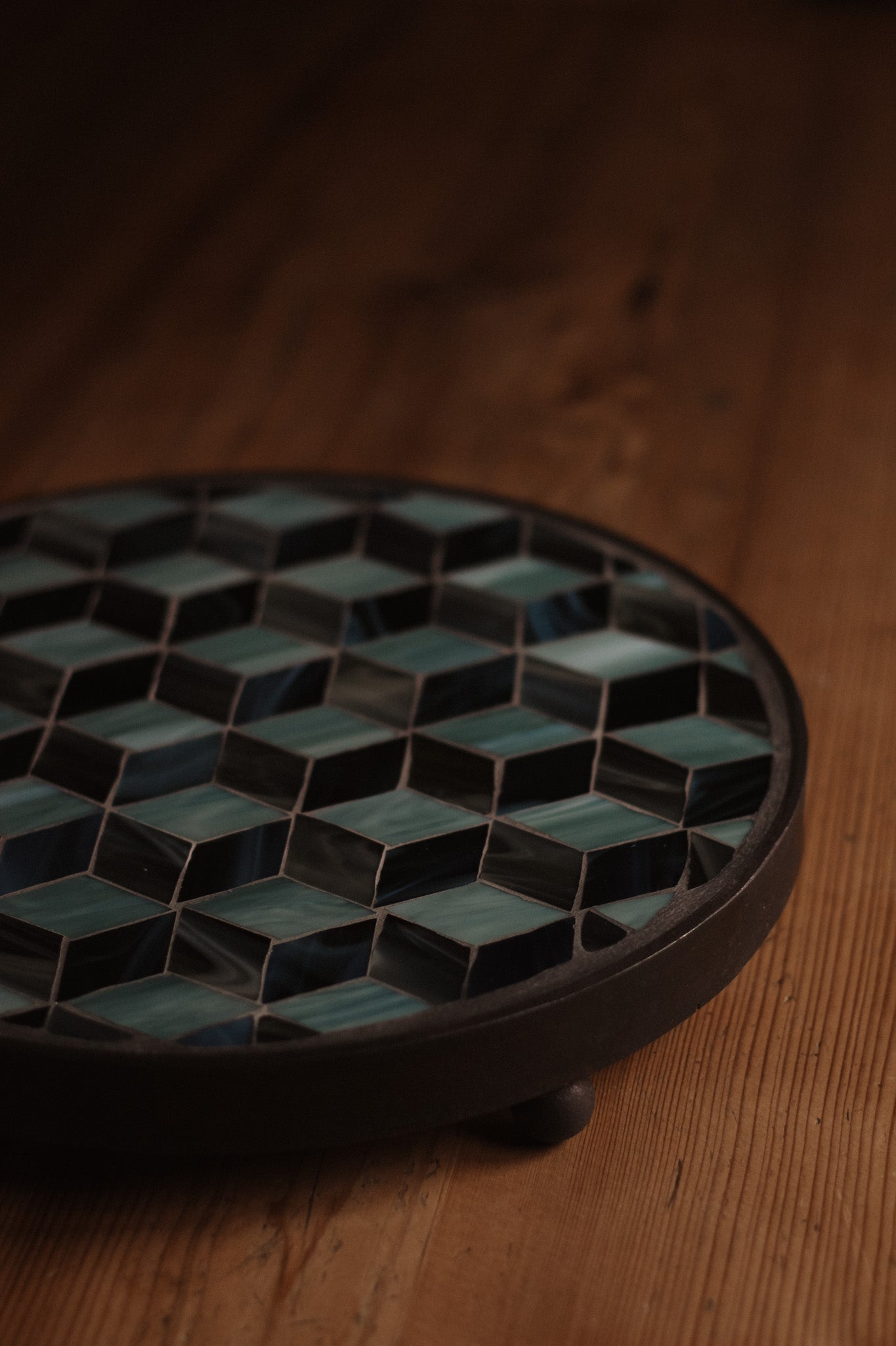 Runder Untersetzer mit Glasmosaik *mittel* Nachtblau