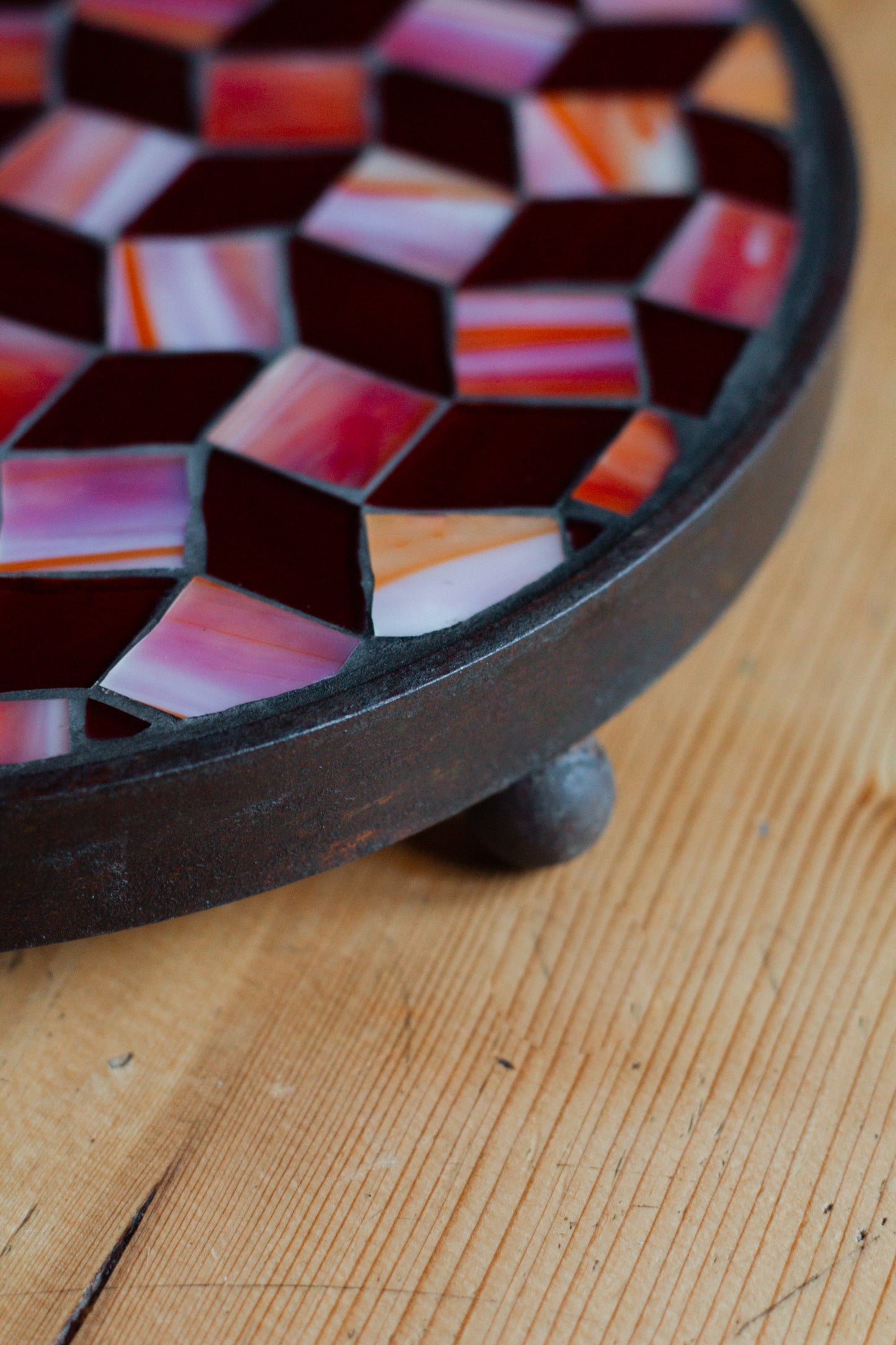 **AKTION** Runder Untersetzer mit Glasmosaik *mittel* Rotorange