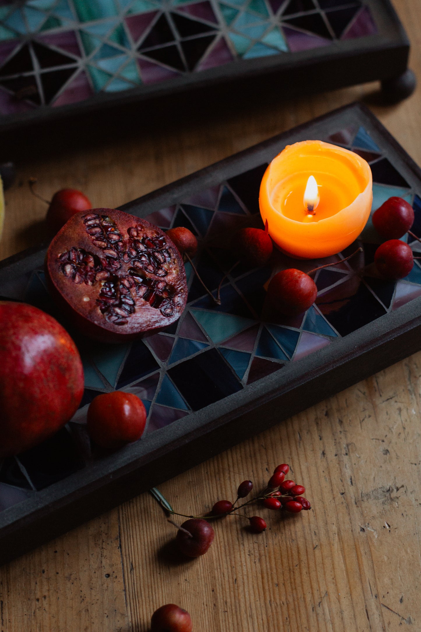 Rechteckiger Untersetzer mit Glasmosaik