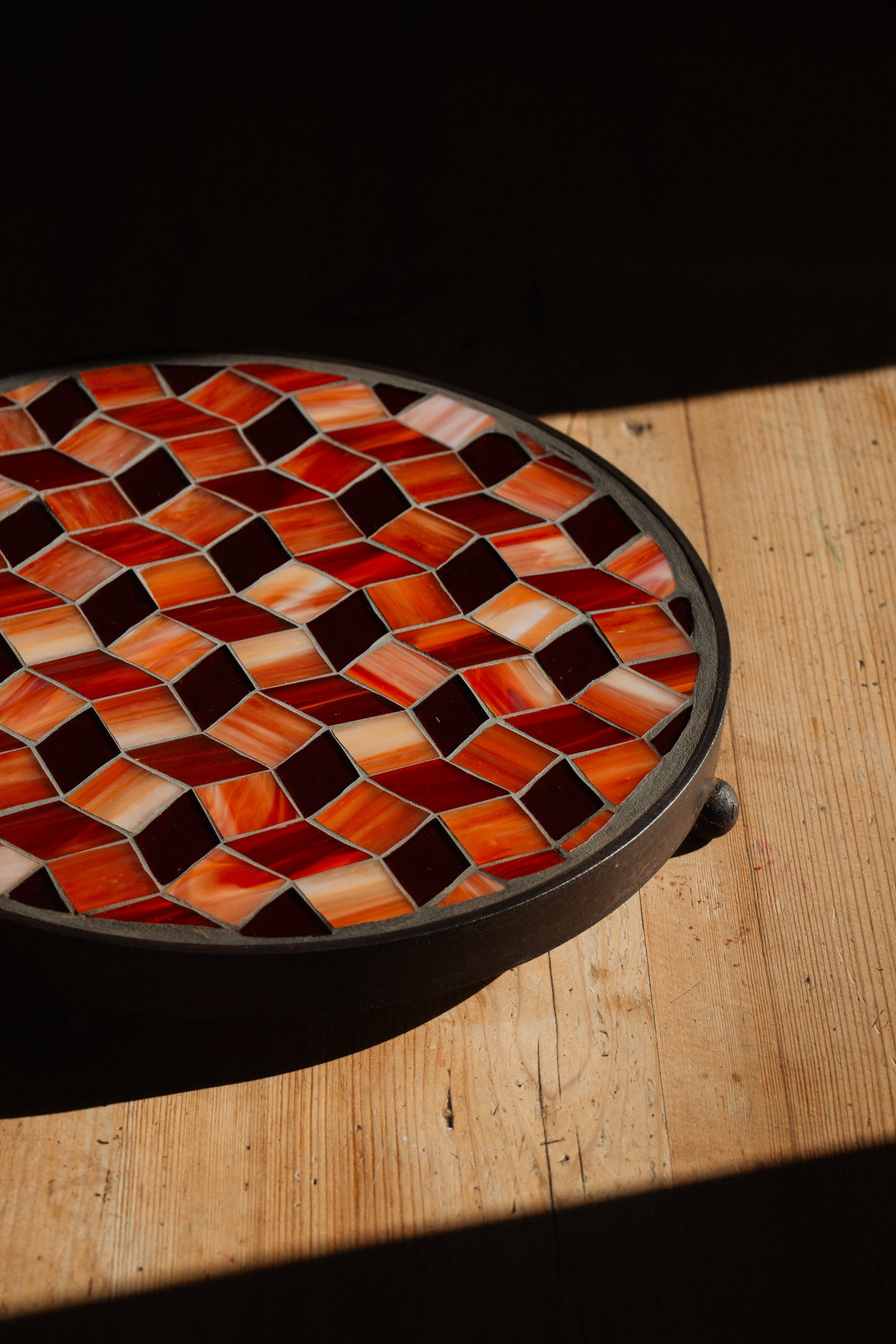 **AKTION** Runder Untersetzer mit Glasmosaik rot-orange *groß*