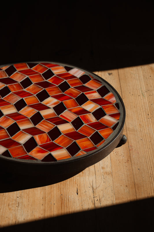 **AKTION** Runder Untersetzer mit Glasmosaik rot-orange *groß*