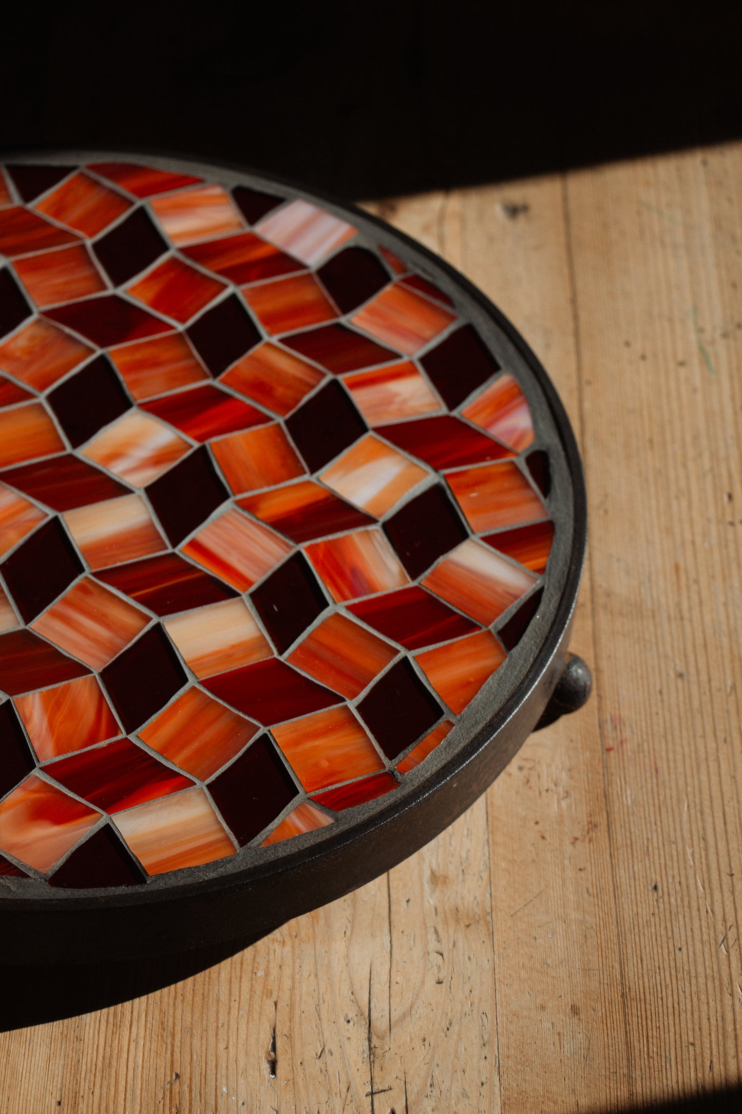 **AKTION** Runder Untersetzer mit Glasmosaik rot-orange *groß*