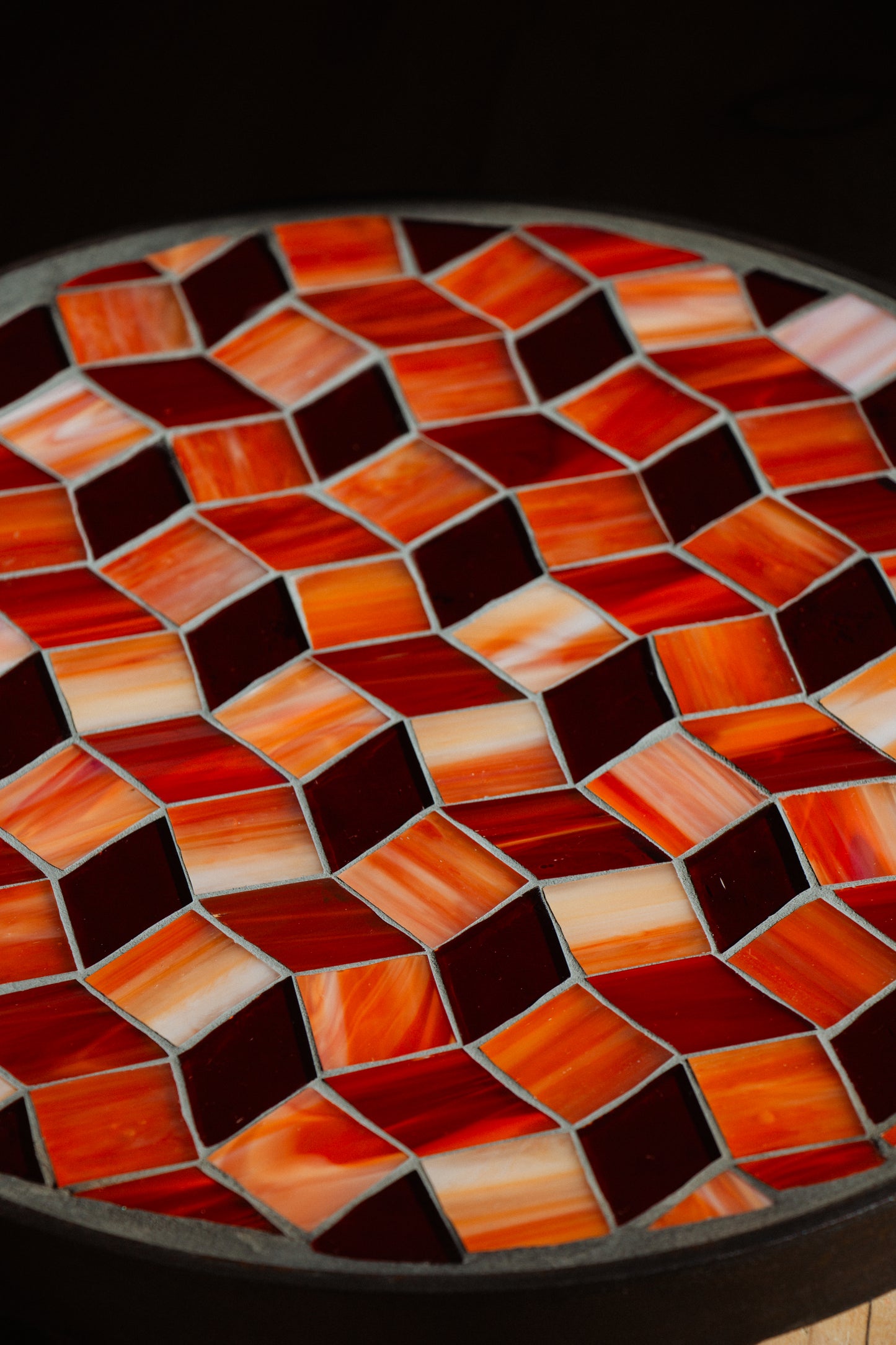 **AKTION** Runder Untersetzer mit Glasmosaik rot-orange *groß*