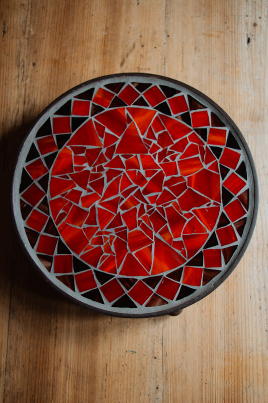 **AKTION** Runder Untersetzer mit Glasmosaik *Bistro rot*