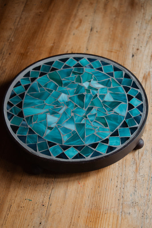 **AKTION** Runder Untersetzer mit Glasmosaik *Bistro türkis*