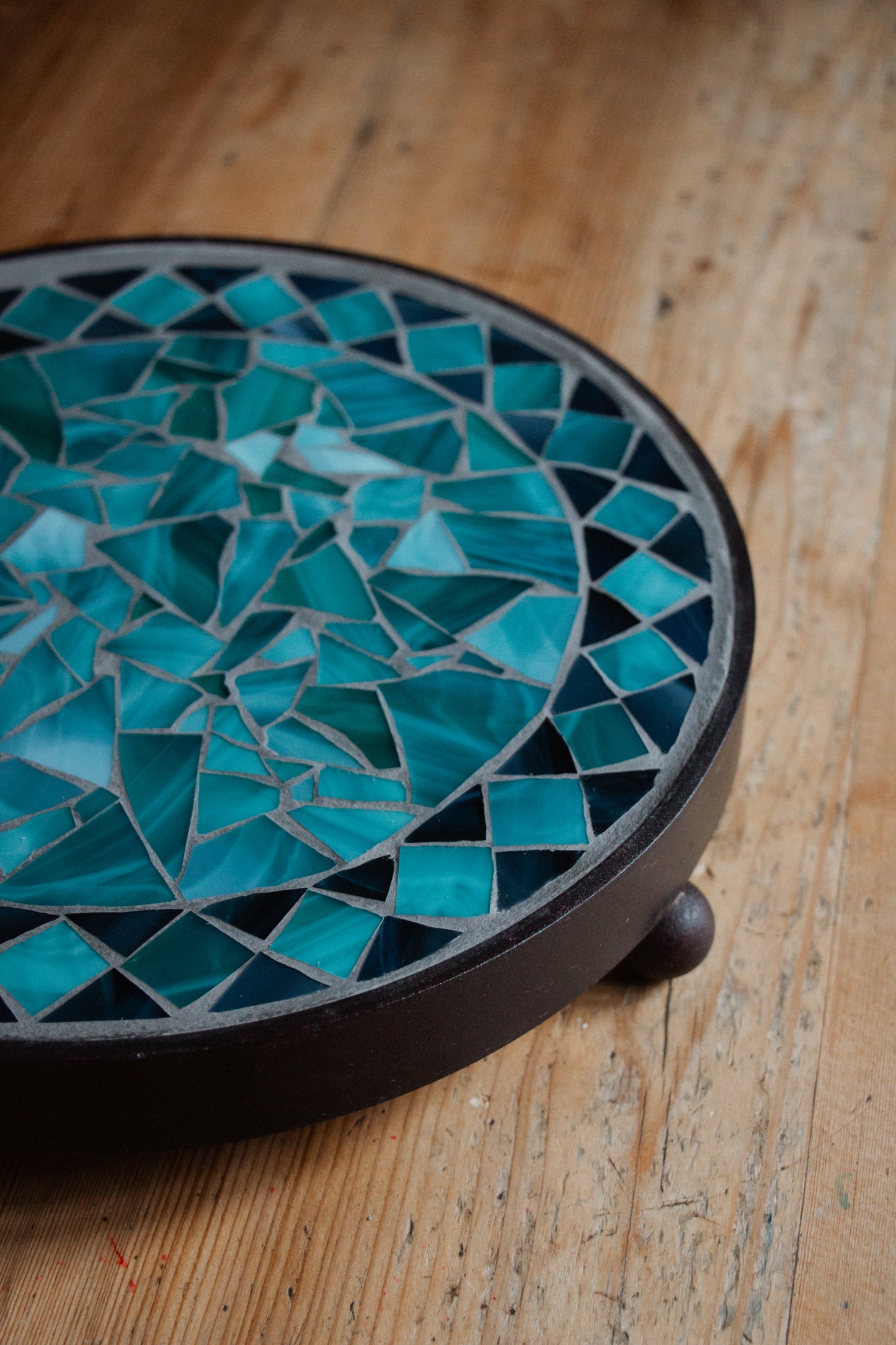 **AKTION** Runder Untersetzer mit Glasmosaik *Bistro türkis*