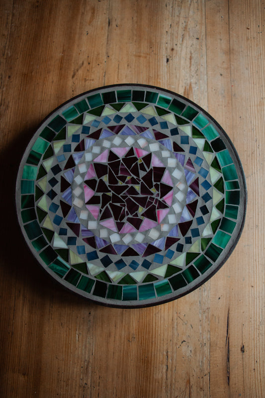 **AKTION** Runder Untersetzer mit Glasmosaik grün amethyst