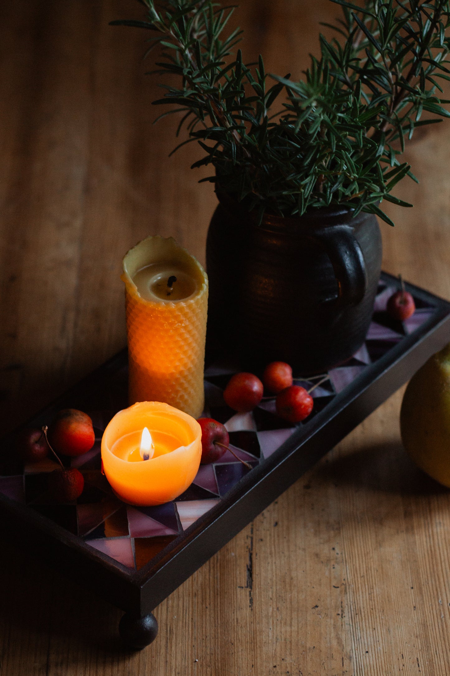 **AKTION** Rechteckiger Untersetzer mit Glasmosaik purple