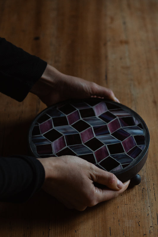 **AKTION** Runder Untersetzer mit Glasmosaik *klein* purpur